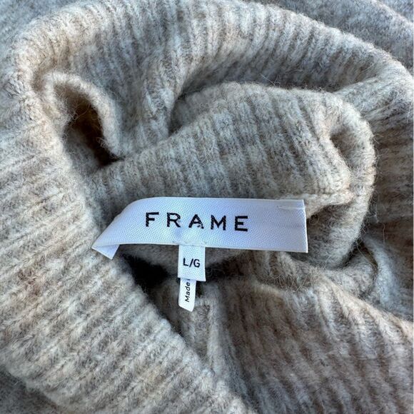 FRAME Swingy Turtleneck Sweater Oatmeal Alpaca Wool - Picture 9 of 10